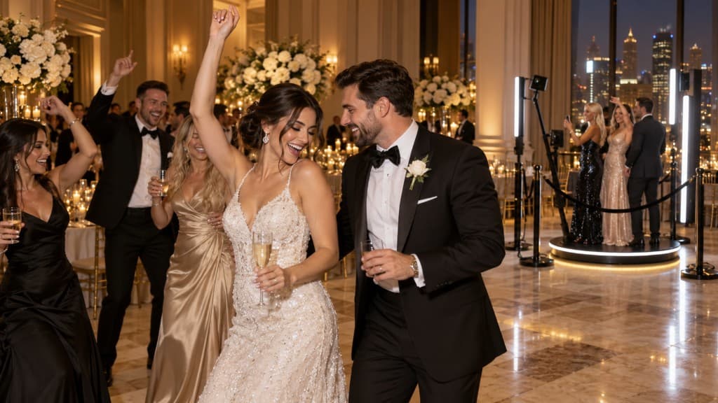 Grand ballroom celebration with guests enjoying a 360° experience