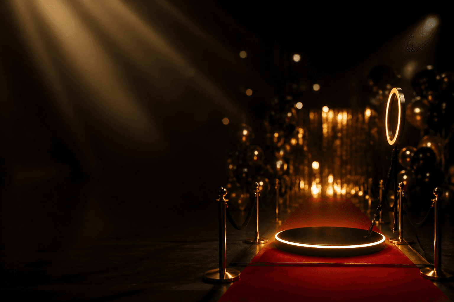 Luxury event atmosphere with spotlight and 360° experience glow